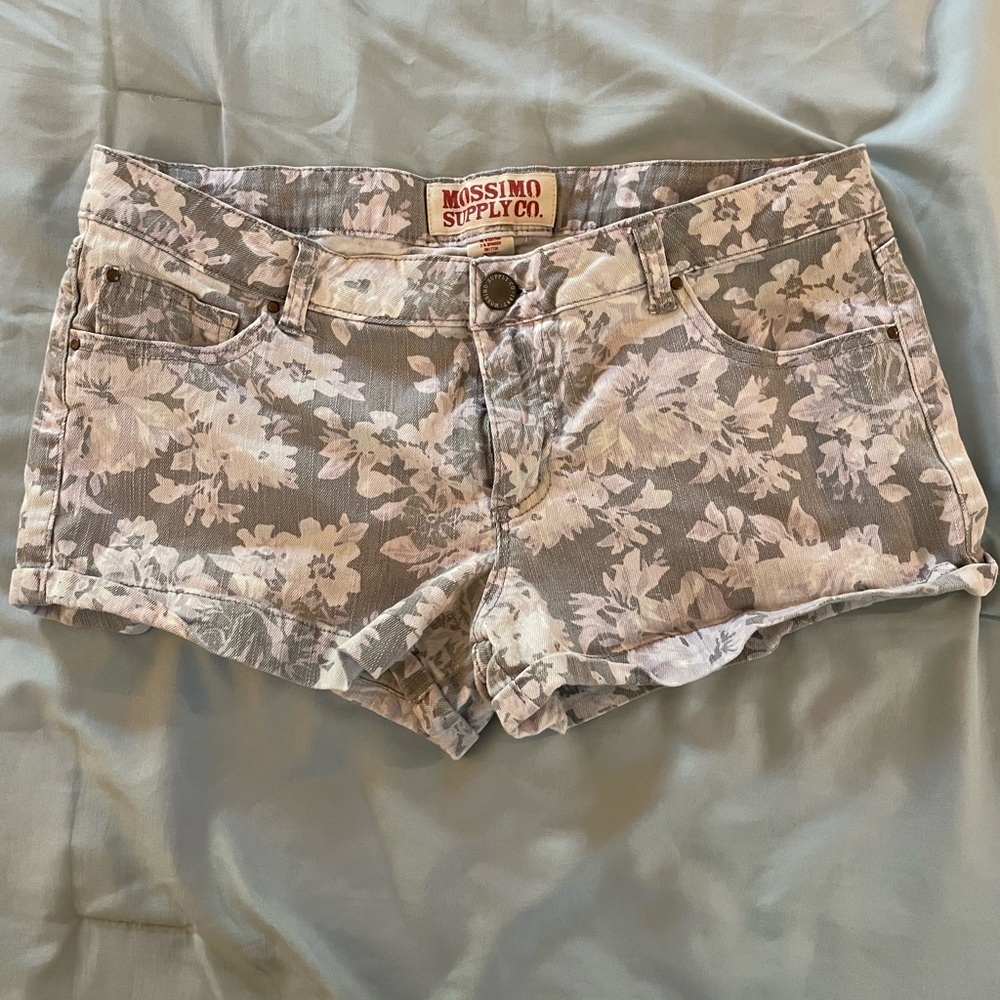 Gray floral patterned denim shorts juniors size 15 Mossimo Supply Co